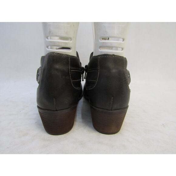 Clarks Womens Sz 7 M Brown Leather Zip Ankle Fashion Boots Bootie - Picture 7 of 11